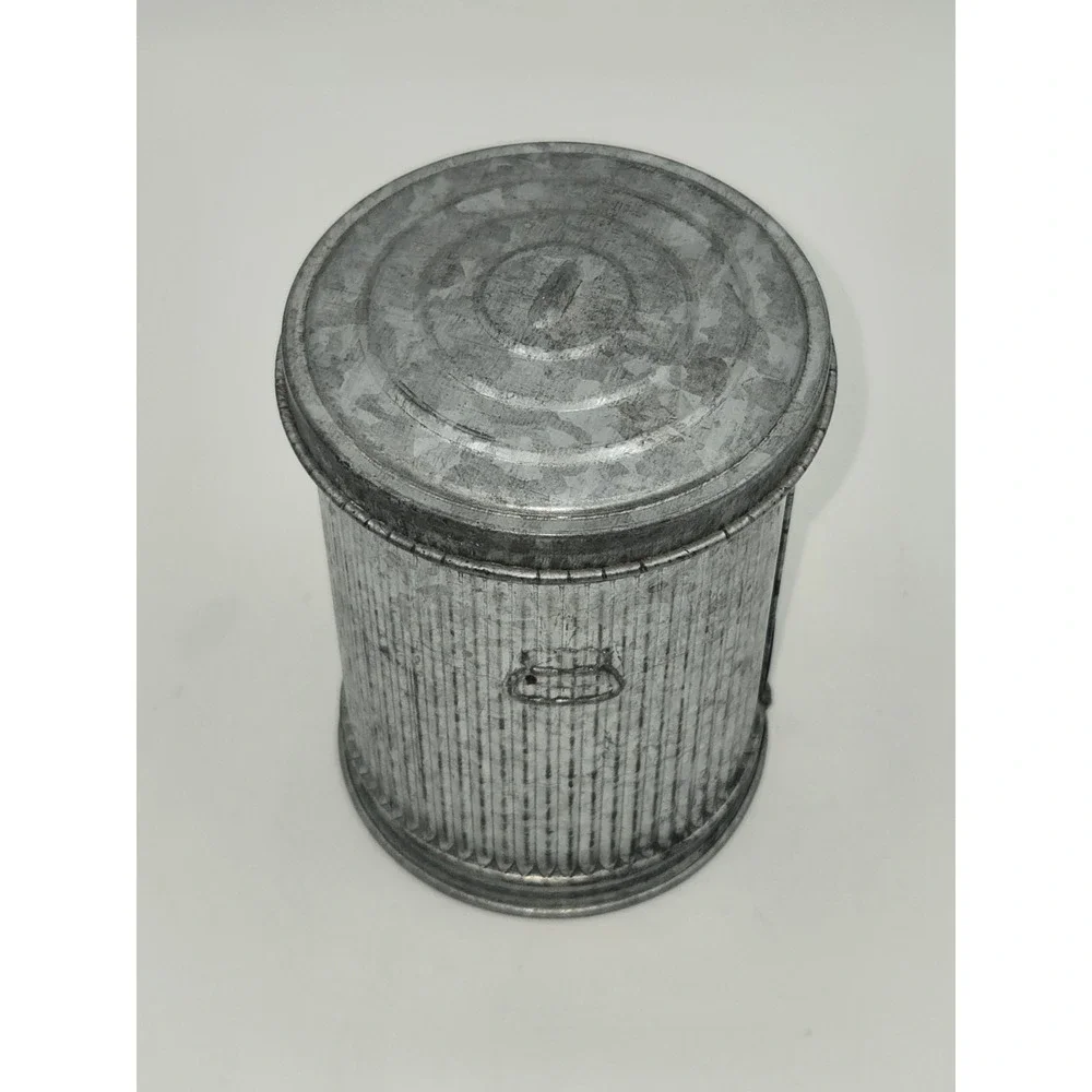 Chief Metal Ware Salesman Sample Trash Can Galvanized Miniature Wastebasket With